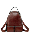 Retro Oil Wax Leather Women's Backpack