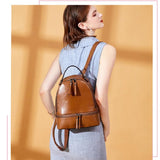 Retro Oil Wax Leather Women's Backpack