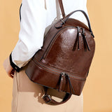 Retro Oil Wax Leather Women's Backpack