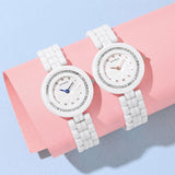 Petal Pattern Mirror Ceramic Women's Watch