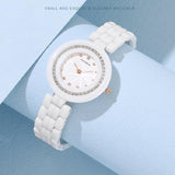 Petal Pattern Mirror Ceramic Women's Watch
