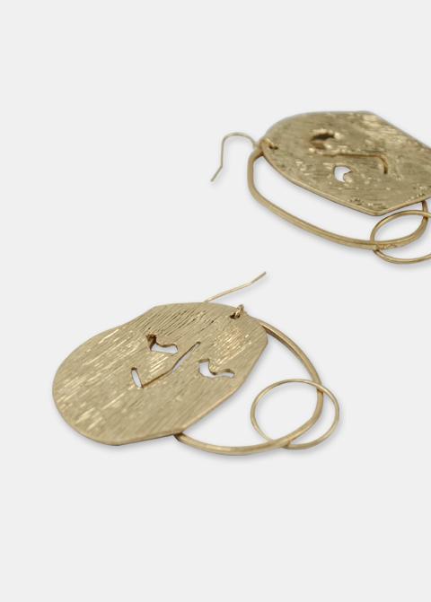 Golden Face Pattern Earrings