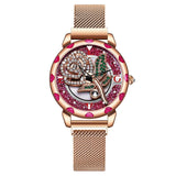 Rotatable Rose Pattern Dial Women's Watch