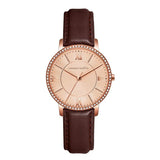 Round Dial Leather Strap Women's Watch