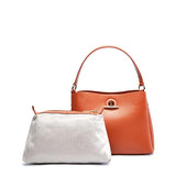 Square Pattern Leather Handbag