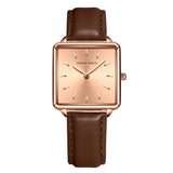 Elegant Square Leather Strap Women's Watch