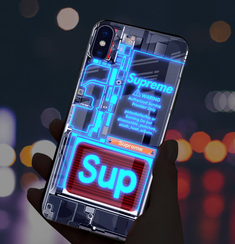 Suitable for iPhone XS Max to flash glass case Apple 7p 8p voice controlled luminous case