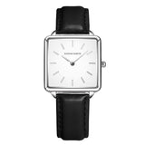 Elegant Square Leather Strap Women's Watch