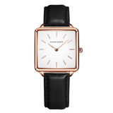 Elegant Square Leather Strap Women's Watch