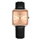 Elegant Square Leather Strap Women's Watch