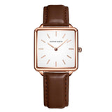 Elegant Square Leather Strap Women's Watch