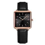 Elegant Square Leather Strap Women's Watch