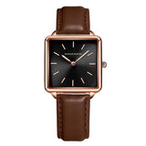 Elegant Square Leather Strap Women's Watch