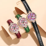 Rotatable Colorful Dial Rhinestone Women's Watch