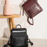 Fashion Retro Oil Wax Leather Backpack