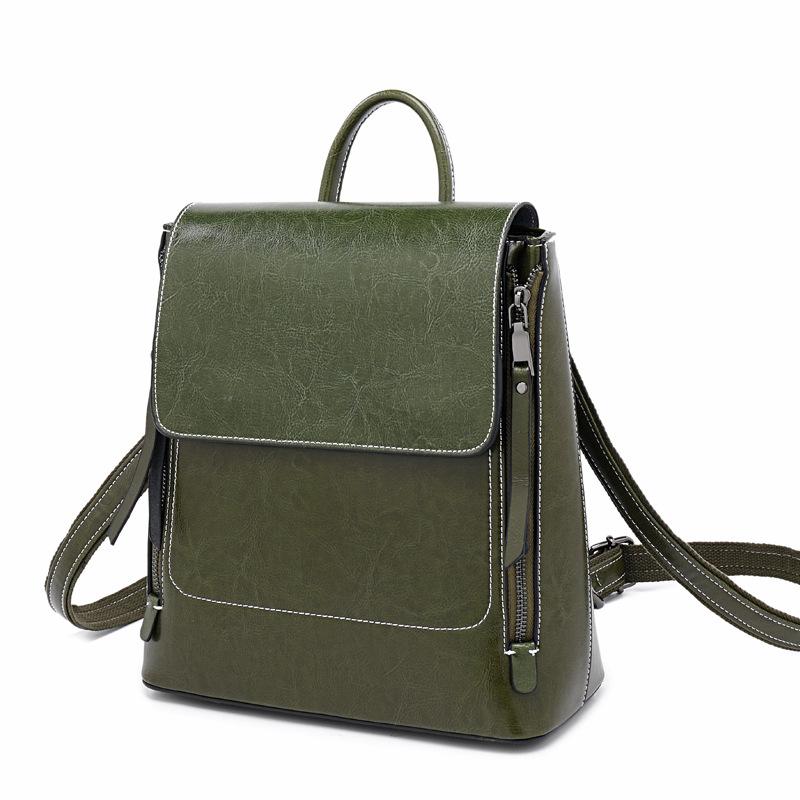 Fashion Retro Oil Wax Leather Backpack