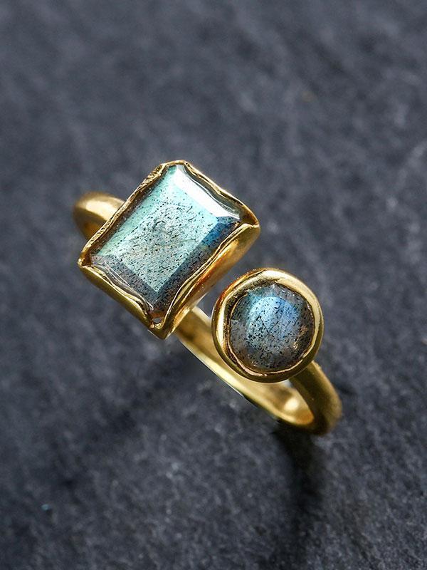 Retro Natural Labradorite Ring