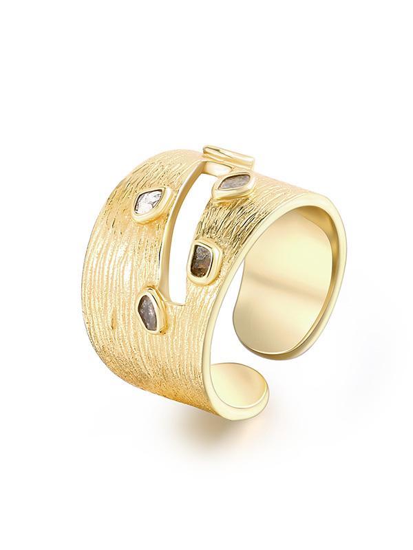 Silver&Diamonds Open Ring