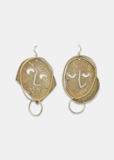 Golden Face Pattern Earrings