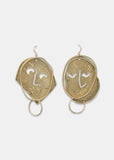 Golden Face Pattern Earrings