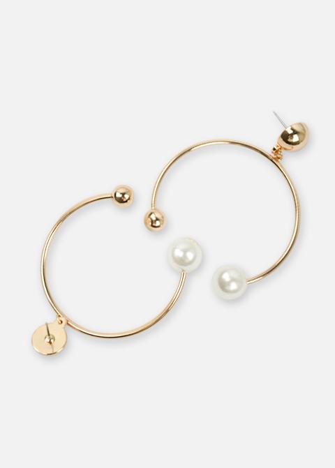 Gold Pearl Open Earrings