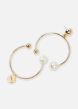 Gold Pearl Open Earrings