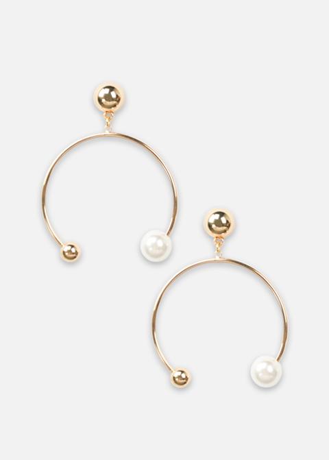 Gold Pearl Open Earrings