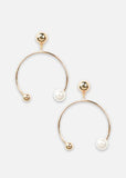 Gold Pearl Open Earrings