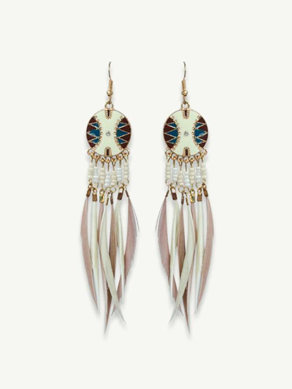Tassel feather earing for vacation