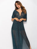 Bat Sleeve V-neck Dress