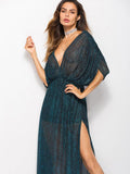 Bat Sleeve V-neck Dress