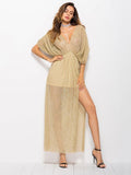 Bat Sleeve V-neck Dress