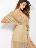 Bat Sleeve V-neck Dress