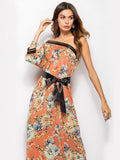 Bohemian One-shoulder Print Dress