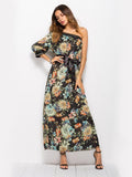 Bohemian One-shoulder Print Dress