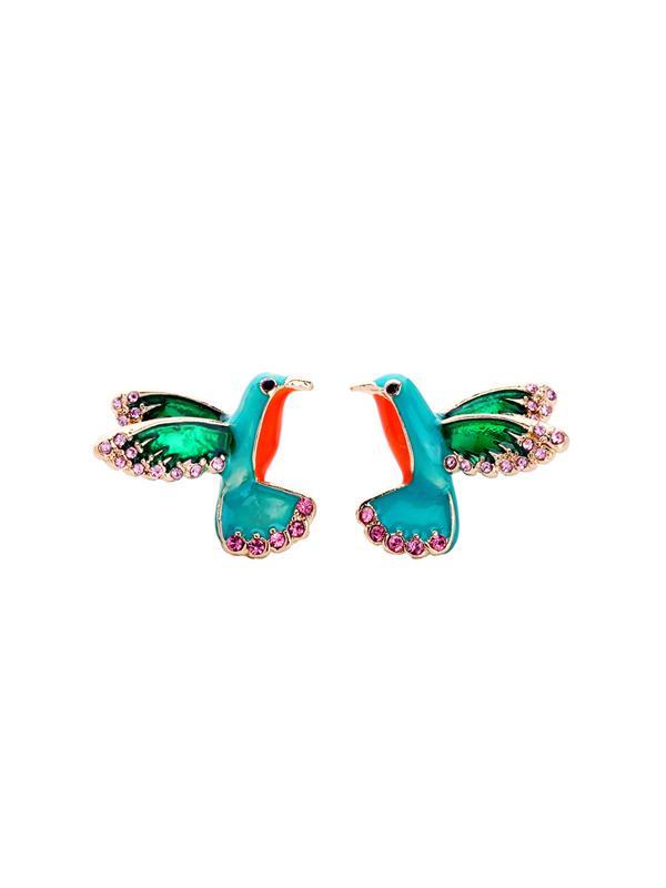 Crystal Geometric Bird Earrings