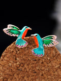 Crystal Geometric Bird Earrings