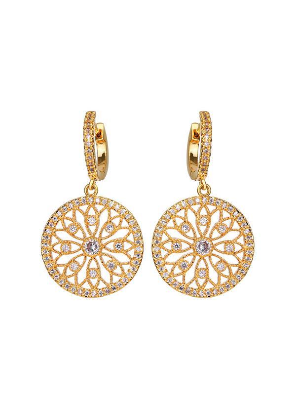 Round Hollow Diamond Earrings