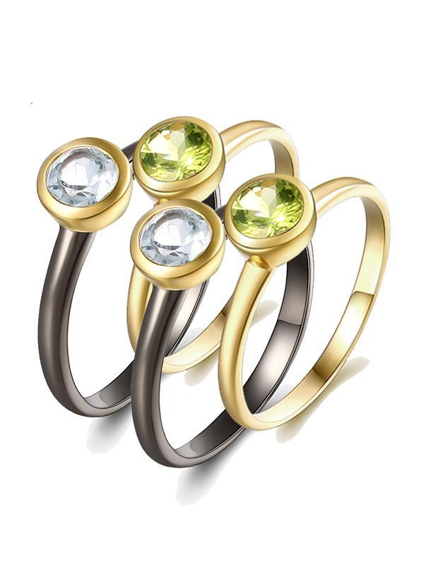 Silver Green&White Ring