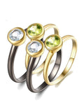 Silver Green&White Ring