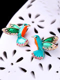 Crystal Geometric Bird Earrings