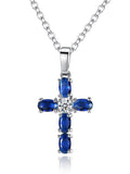 Blue Zircon Cross Necklace