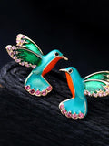 Crystal Geometric Bird Earrings