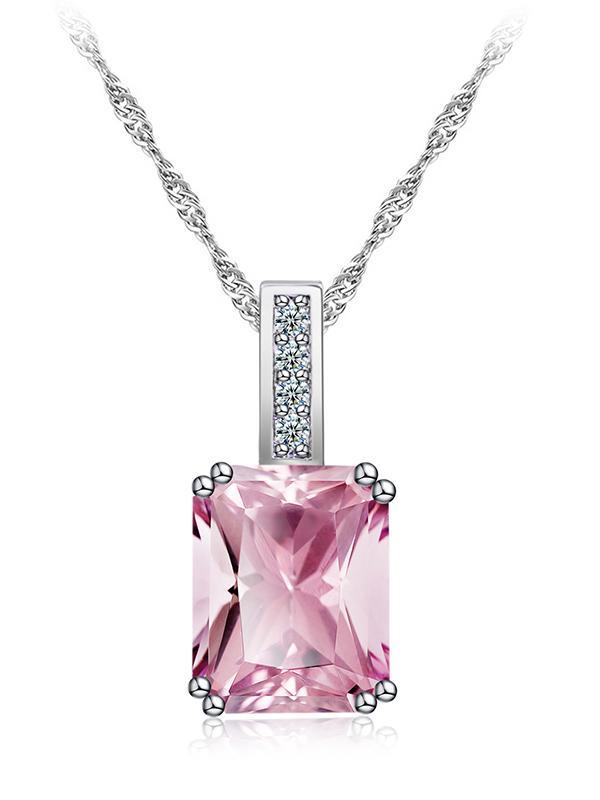 Pink Square Zirconium Necklace