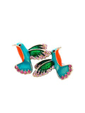 Crystal Geometric Bird Earrings
