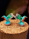 Crystal Geometric Bird Earrings
