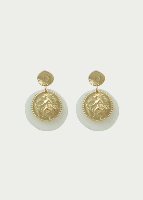 Gold&White Shell Earrings