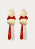 Gold Red White Long Earrings