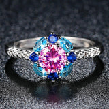 2019 New Flower Created Crystal Ring for Women in Rhodium Plated