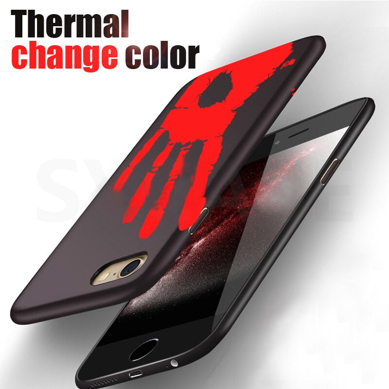 2017 New Temperature Sensing Change Color Phone Cover Case for iPhone 6 6s 7 Plus Matte PC Thermal Heat Induction phone case